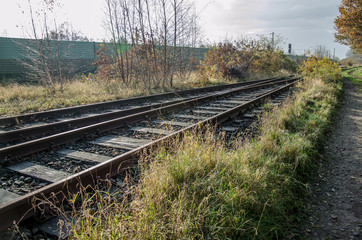 Obraz premium Eisenbahnschienen in Flensburg-Weiche