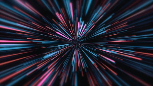 acceleration speed motion tunnel light and stripes moving fast over dark background abstract colorful lines 4k animation