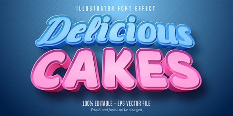 Delicious Cakes text, 3d pastry style editable font effect