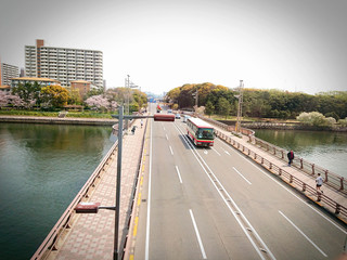 東京の川を渡る橋