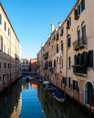 Fototapeta na wymiar City scenery with canal in Venice, Italy 