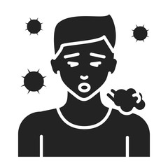 Infectious diseases, colds, flu, cough glyph black icon. Allergy symptom. Pictogram for web page, mobile app, promo. UI UX GUI design element. 