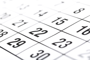 Abstract blur 2020 calendar page. month dates close up