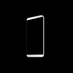 Silver realistic smartphone with transparent screen isolated on black background