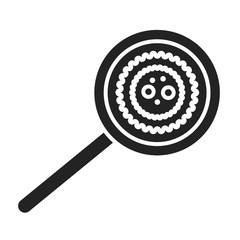 Medical check for viral diseases glyph icon. Magnifier and virus. Isolated vector element. Pictogram for web page, mobile app, promo.