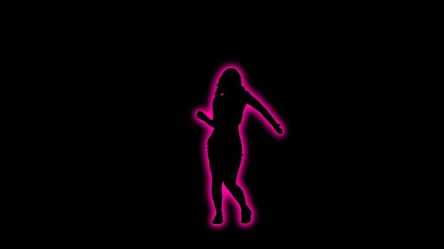 Sensual Glowing Neon Dancer Silhouette
