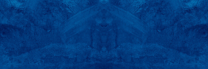 Old wall pattern texture cement blue dark abstract  blue color design are light with black gradient background.