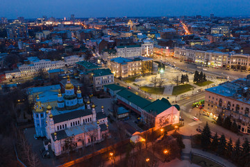 Fototapeta na wymiar Kharkiv night landscape view. Assumption Cathedral