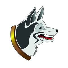
Vector image of the head of a dog on a white background. Portrait of husky. Image of a dog for home guard.