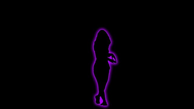 Sexy Dancing Girl Glowing Neon Silhouette