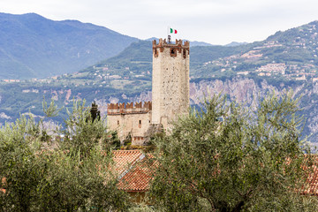 Fototapeta na wymiar The Scaliger Castle fortress in the Malcesine town, in Veneto, northern Italy