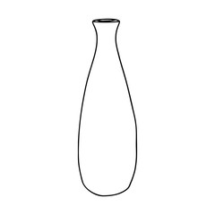 Vase for flowers in the style of Doodle.Black and white image.Monochrome.Interior item.Vector image.