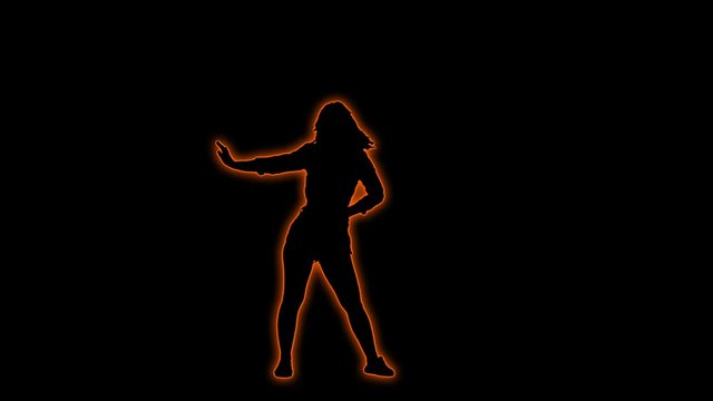 Dancing Girl Neon Silhouette