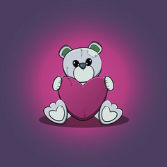 CUTE TEDDY BEAR WHITH RED HURT