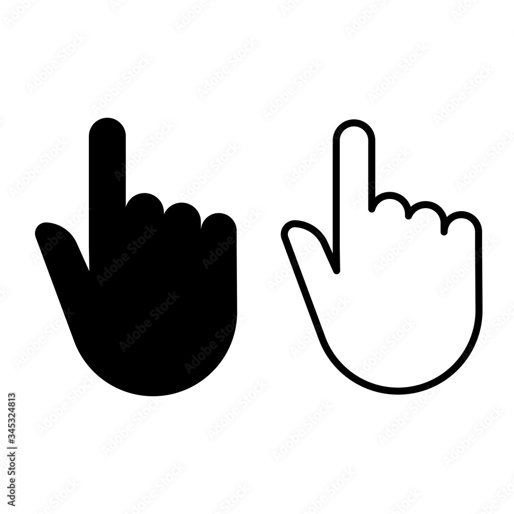 Aufkleber hand vector icon. pointer icons for design projects. clicking finger on white background.