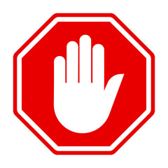 Obraz premium No hand sign on white background. Red stop sign for prohibited activities. Vector illustration.