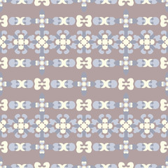 Seamless pattern retro, vintage. Chocolate color, blue and pale yellow. Pastel colors. Vector.
