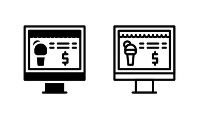 Shop Ice Cream on the Website Icon, Logo, Vector