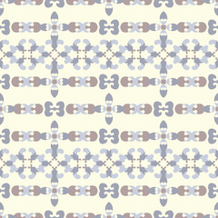 Seamless pattern retro, vintage. Pale yellow, chocolate color and blue. Pastel colors. Vector.
