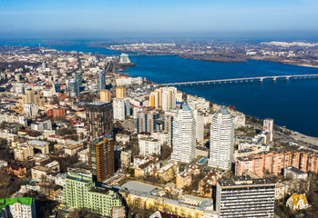 Fototapeta na wymiar Dnipro city aerial city view panorama