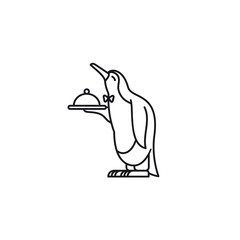 Obraz premium Penguin waiter vector line icon