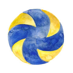 Fototapeta na wymiar Hand-drawn watercolor illustration: volleyball isolated on a white background
