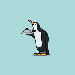 Servile waiter penguin vector illustration  for Waiters Day on May 16