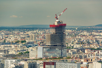 PARIS, FRANCE - JUNE 23, 2016: Aerial view from Basilica of the Sacred Heart of Jesus stands at the...