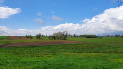 Fototapeta na wymiar Landscape of Polish Kashubian village in spring