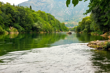 Mostar, Bosnia and Herzegovina. Gorgeous landscape. View of the Netherva River