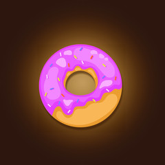 pink donut with chocolate background