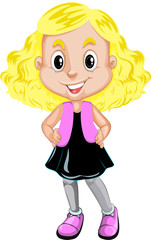 Cute girl smiling sketch for your design isolated on white background, vector image