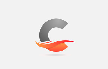 orange grey C alphabet letter logo icon for business and company with swoosh design