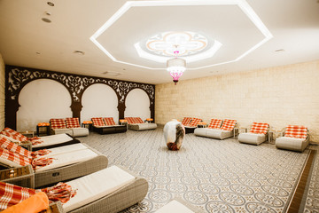 Loungers in spa room