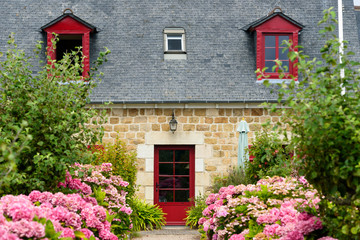 Fototapeta na wymiar traditional rural house in Brittany, France