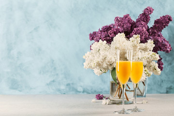 Two glasses of mimosa cocktail