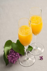 Two glasses of mimosa cocktail