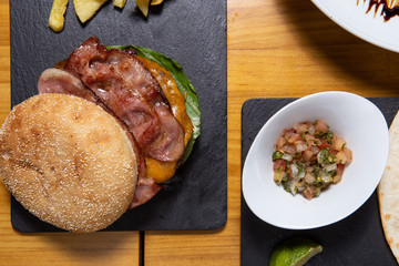 Jumbo beef burger with bacon