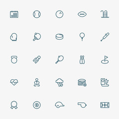 25 sport and fitness line icons