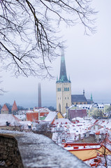 The winter view of Old city of Tallinn. Estonia