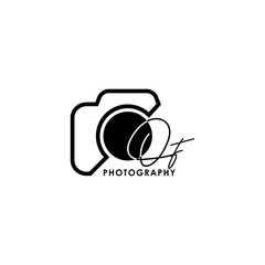 Initial Letter OF with camera. Logo photography simple luxury vector.