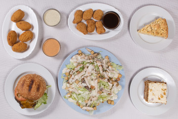 Set of restaurant food