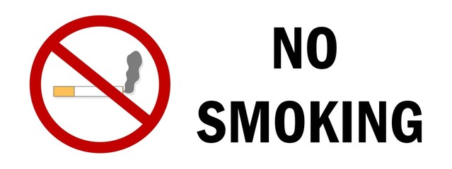 No smoking sign with message. White background. Vector illustration.