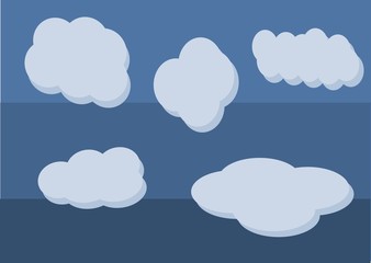 set of clouds on blue background