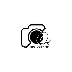 Initial Letter OS with camera. Logo photography simple luxury vector.