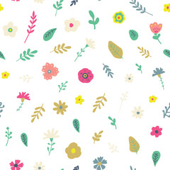 Leaves seamless pattern. Tile vector illustration of endless gold leaves.