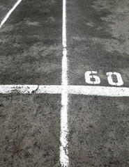 Marking lines and numbers on the asphalt surface