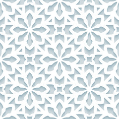 Cutout paper pattern, seamless lace texture, ornamental background in neutral color
