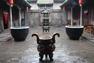 Cour intérieure d'une maison traditionnelle à Pingyao, Chine	