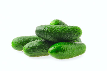 Fresh cucumbers isolated on white background